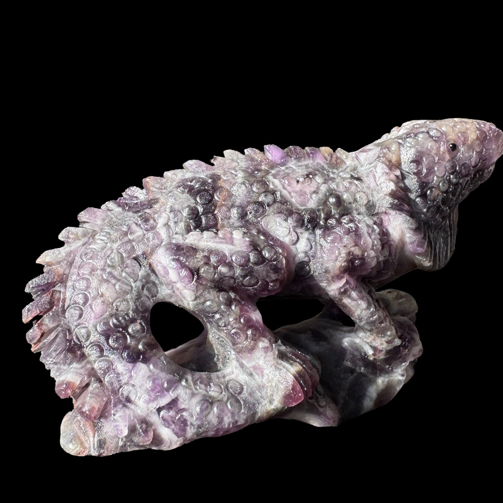 Auction: Hand Carved Dream Amethyst Lizard Sculpture – Spirit Animal, Free Shipp