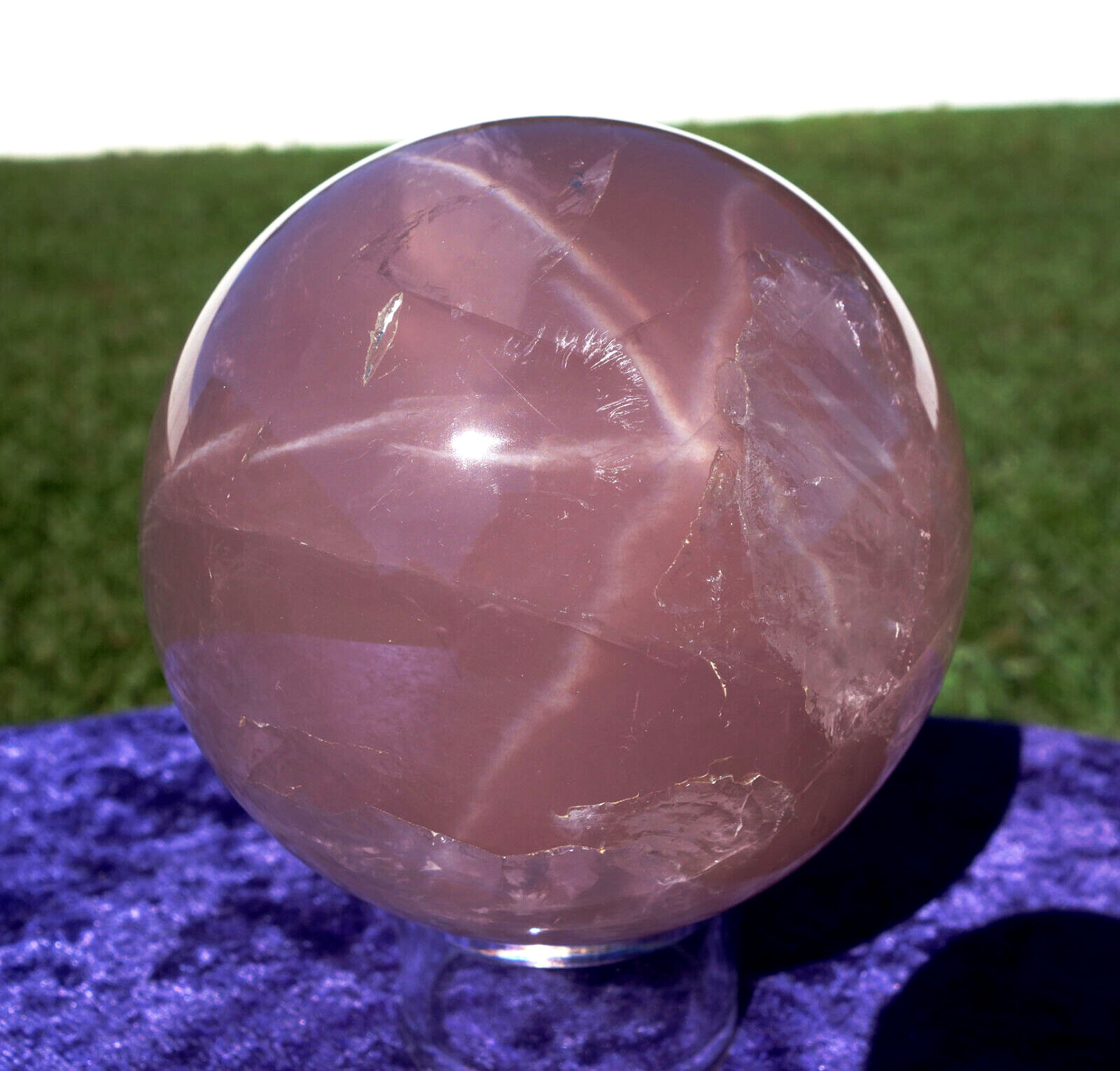 Rich Vivid PINK STAR ROSE Quartz Crystal Sphere Ball DEEP Fantastic COLOR
