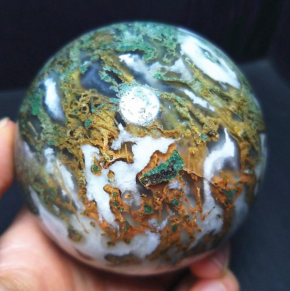 RARE 620.4G Natural Polished Colorful Agate stone Ball Healing Madagascar A419