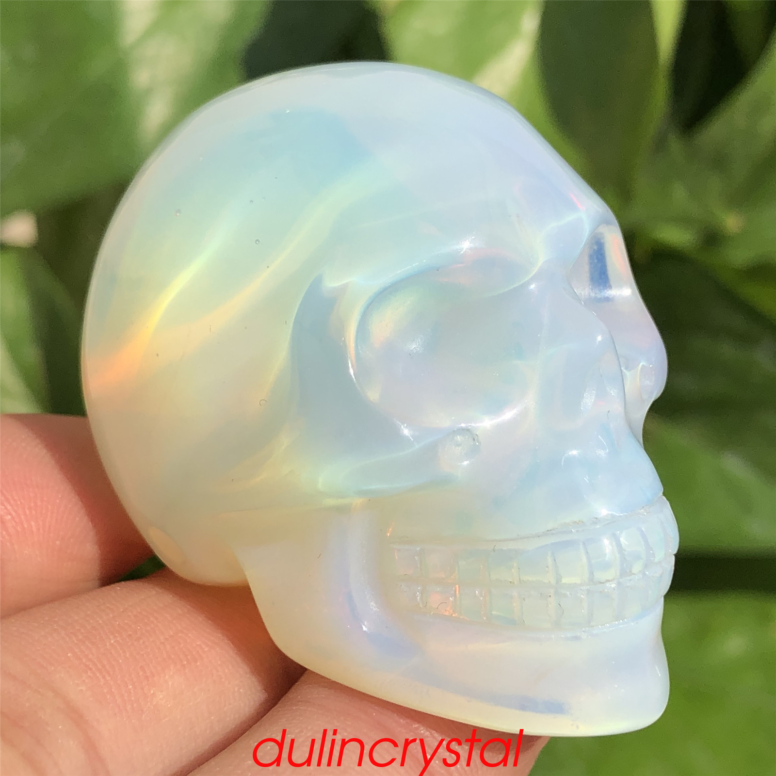 2” Opalite skull quartz crystal skull hand carved decoration reiki healing