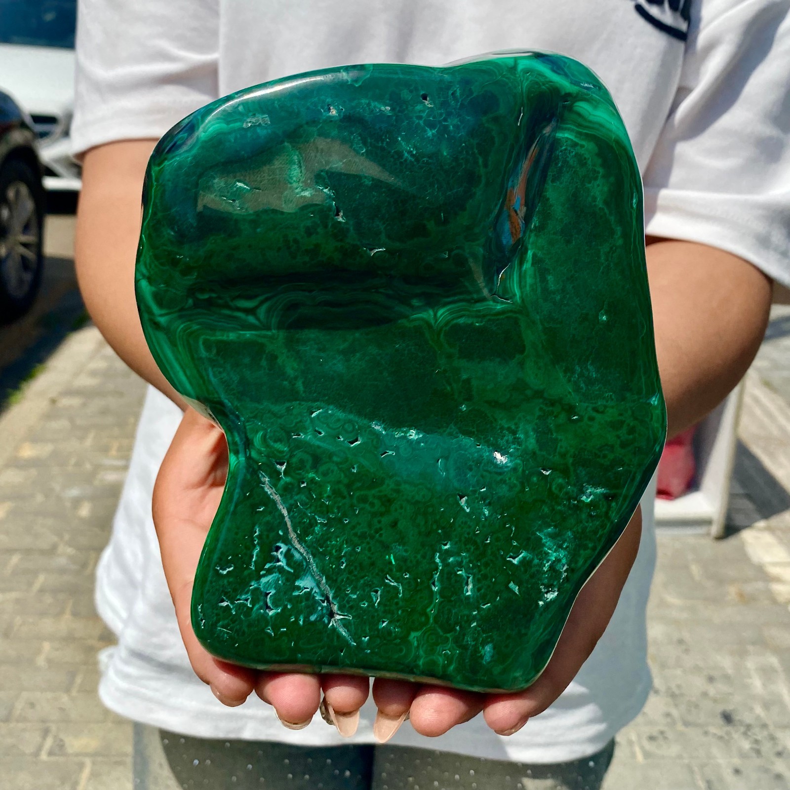 5.04LB Natural glossy Malachite transparent cluster rough mineral sample