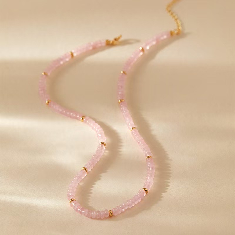 Natural Rose Quartz Choker Dainty Pink Stone Queen Crystal Necklace ReikiJewelry