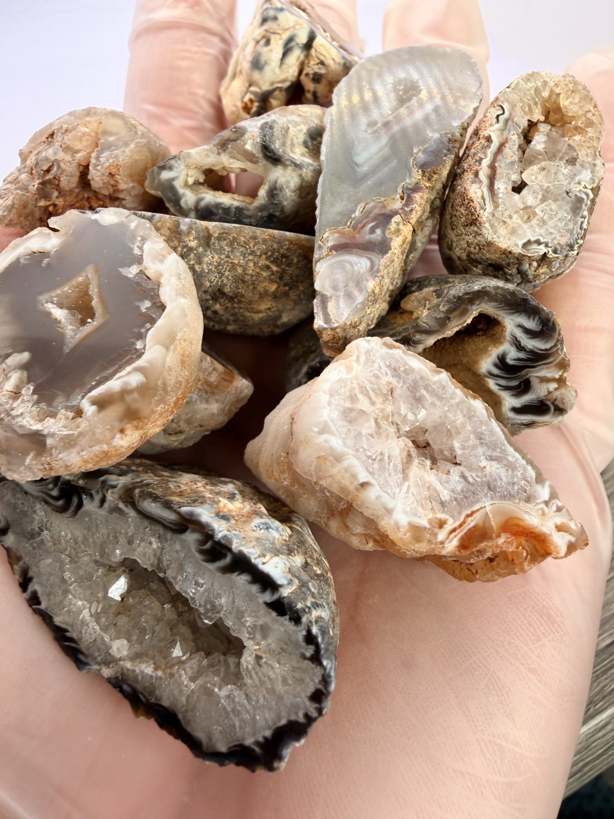 1 2 lb Mini Occo Geodes Brazil Agate Druzy Crystal Variety Lot 9 12pcs 1″