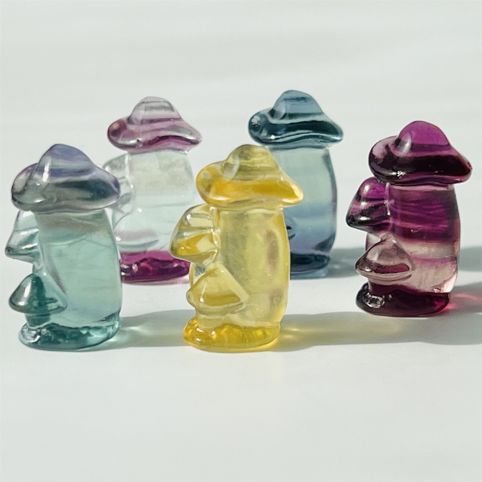 5pcs Natural Fluorite Mini mushroom skull Quartz Crystal carved Skull healing