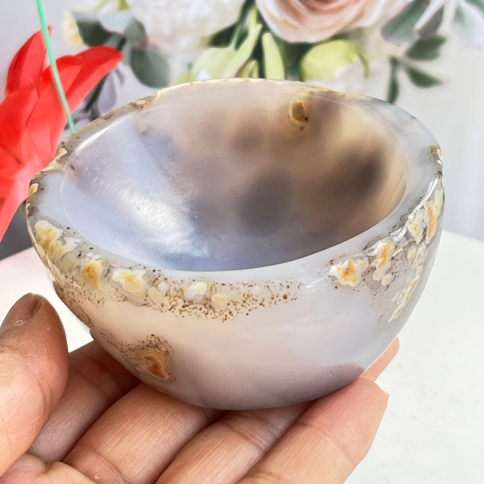 257g TOP Rare Natural Agate ashtray Polished Coin Dish Madagascar MD9