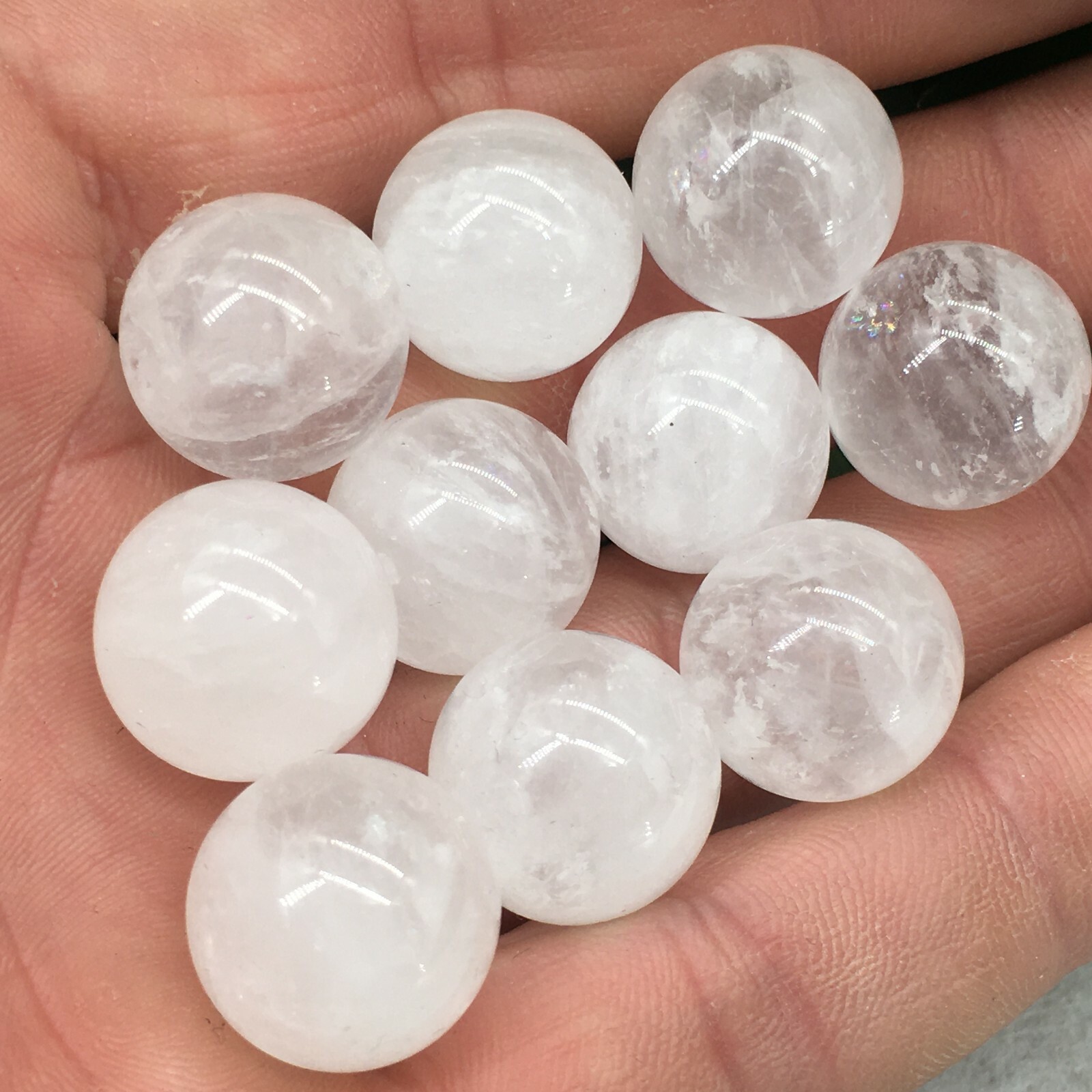 10pc Natural white crystal Quartz hand Carved ball crystal Reiki healing