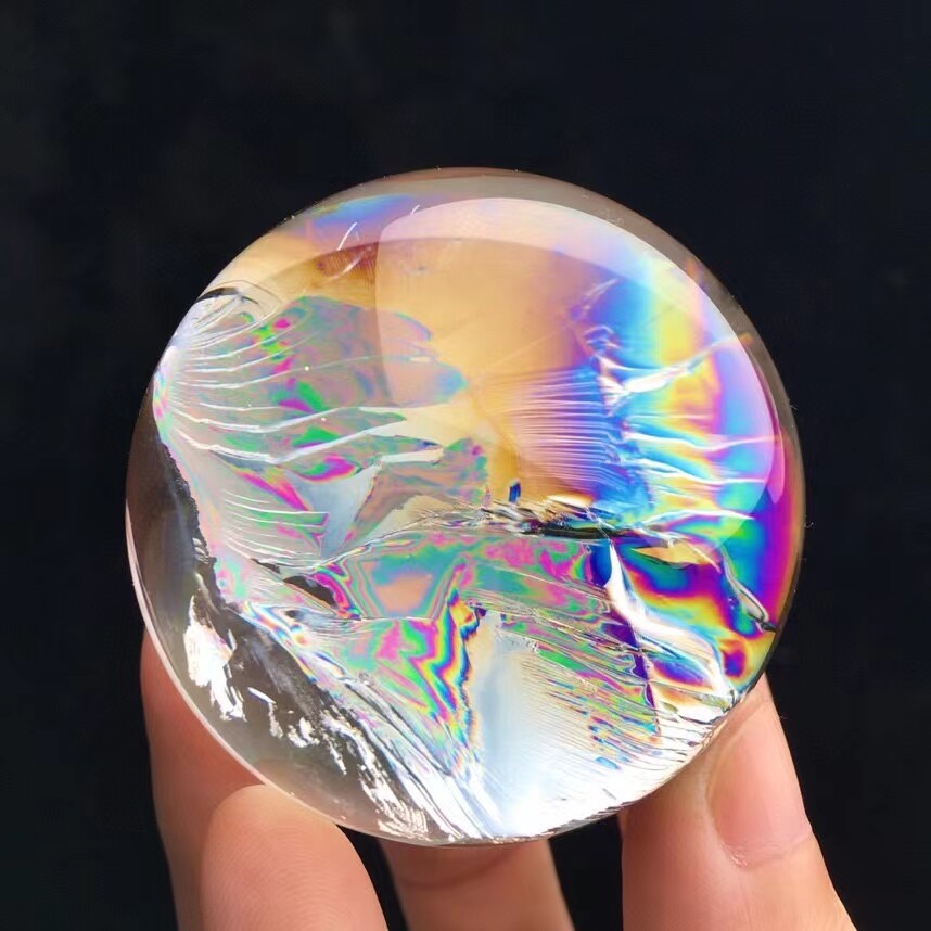 Top Natural Clear Quartz Sphere Rainbow Crystals Ball Healing 160g/5cm