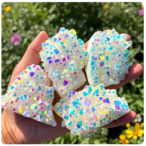 Angel Aura Quartz Cluster Set 9pcs Home Dorm Decor, Crystal Collection Gift