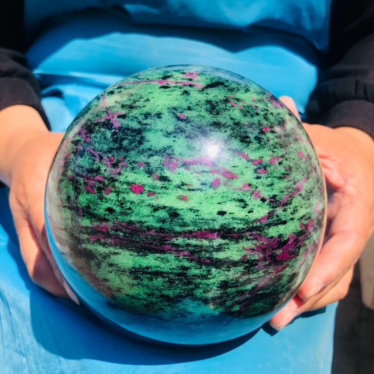 7.7LB Natural green Ruby zoisite (anylite) crystal ball sample Healing
