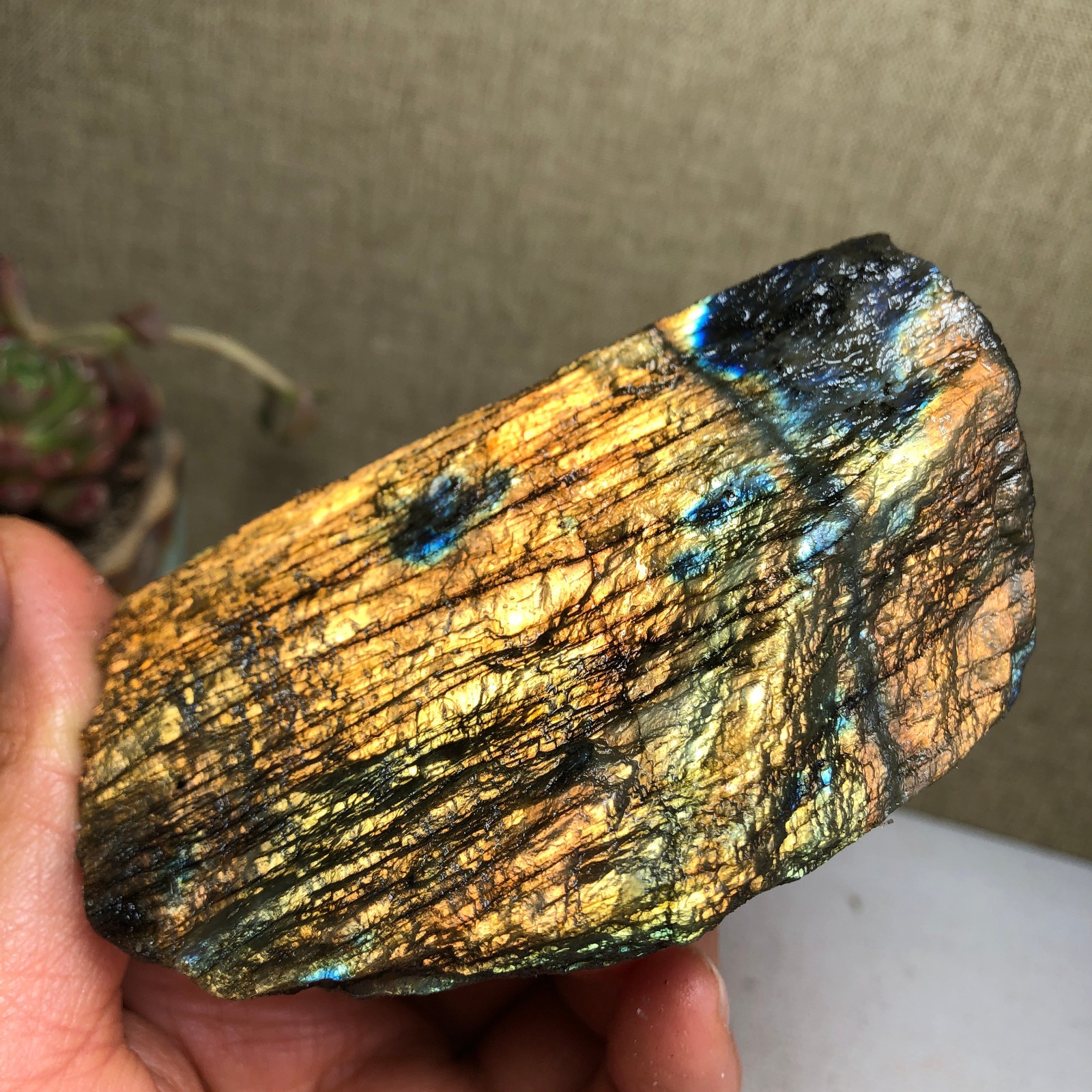 90mm Natural Labradorite Crystal gemstone rough original Specimen 213g A3440