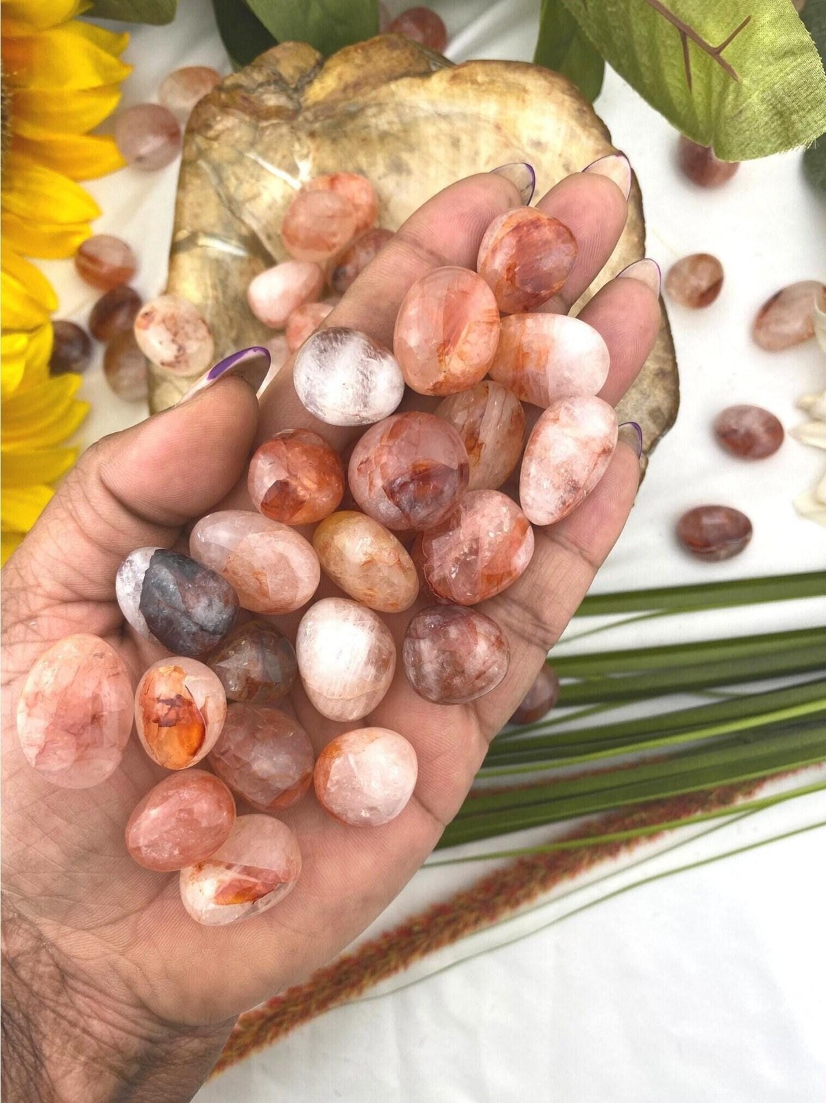 Fire quartz tumble stone – hematite quartz – high quality fire quartz tumbled