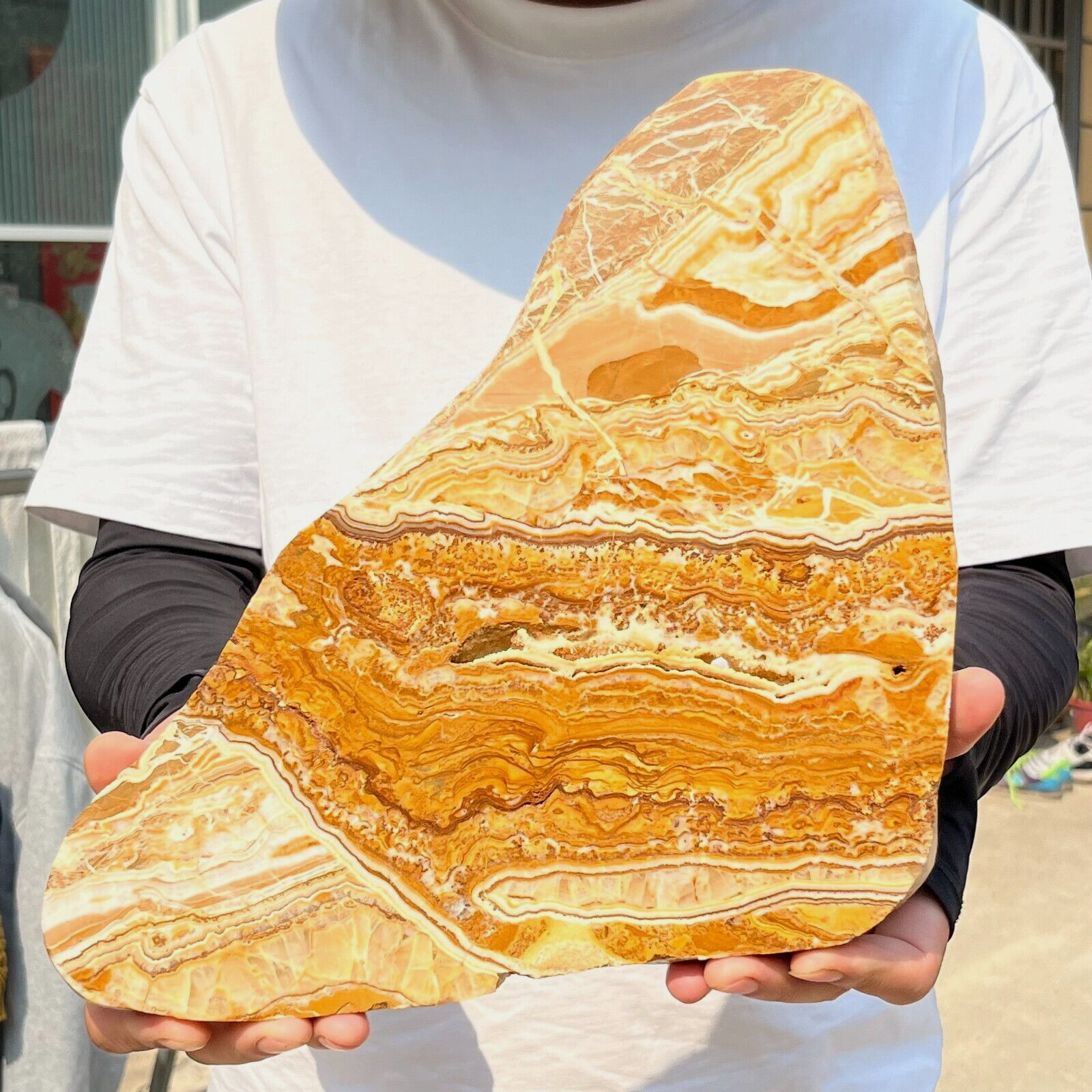 2130g Natural polychrome Banding Calcite Polished Slab Crystal Reiki Healing