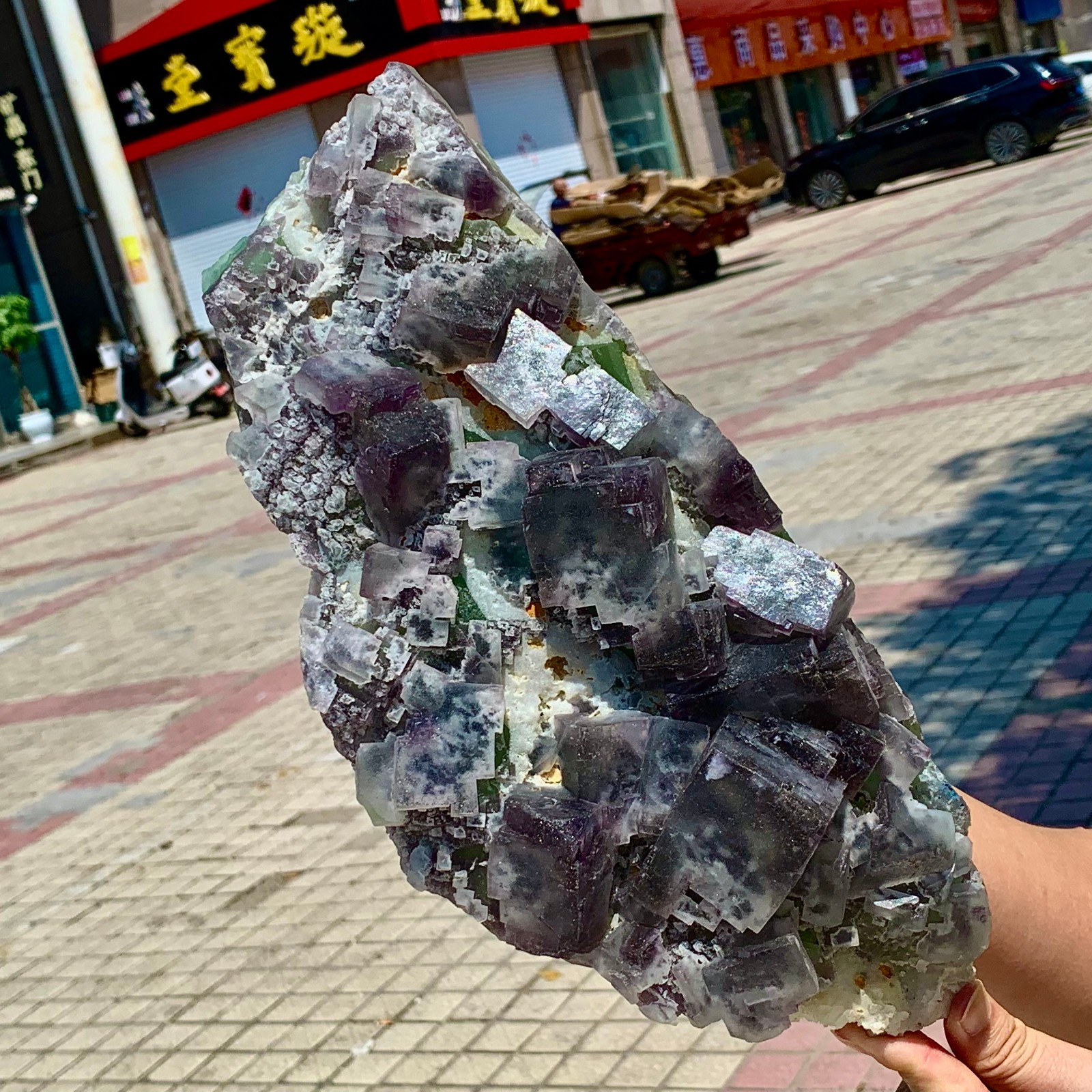 11.41LB Rare Purple Green cubic fluorite mineral crystal sample/Zhejiang, China