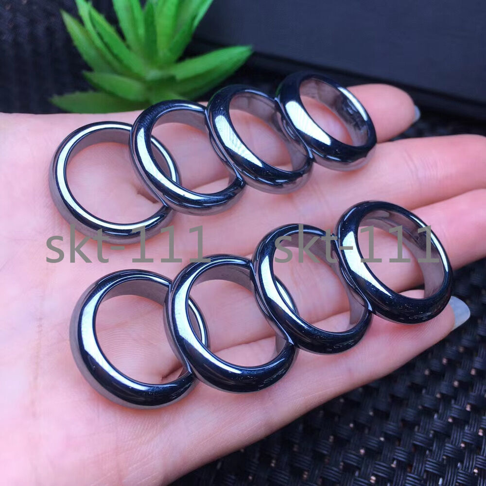 15-23mm Natural Terahertz Gemstone carving Ring Health Healing AAA