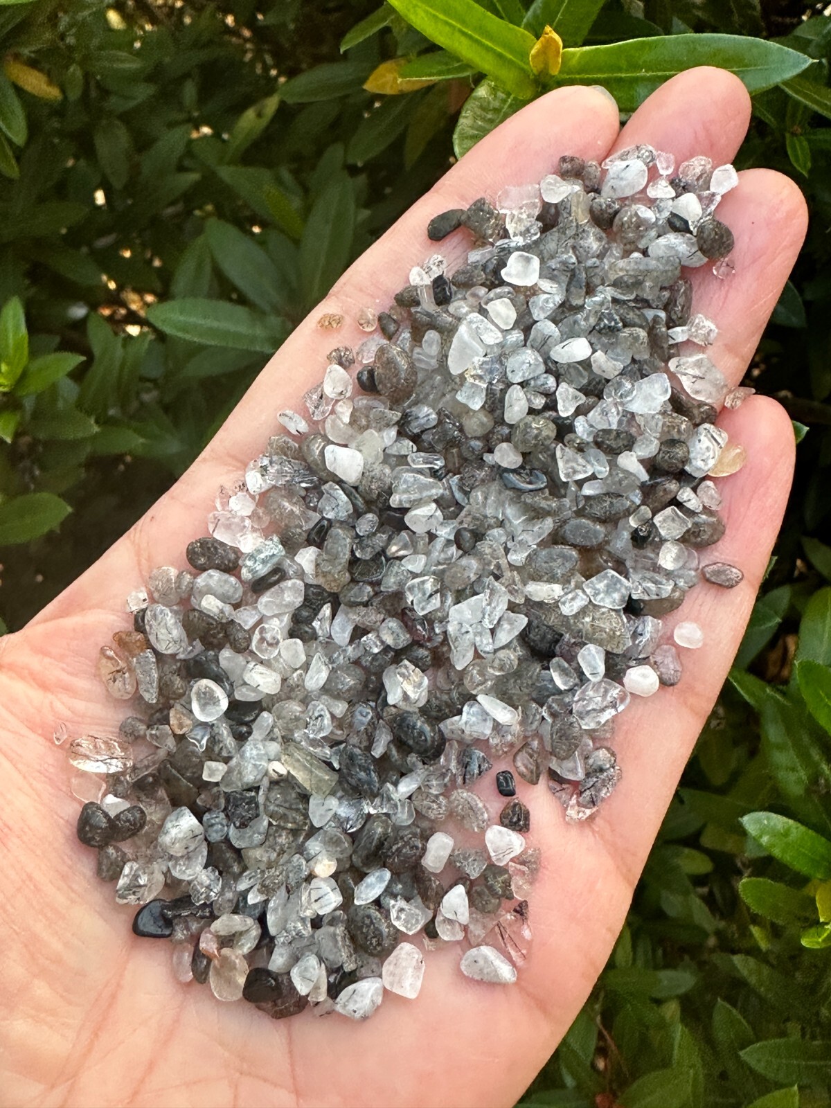 Grade A++ Black Tourmaline with Quartz Semi Tumbled Gemstone Mini Chips 3-5 mm