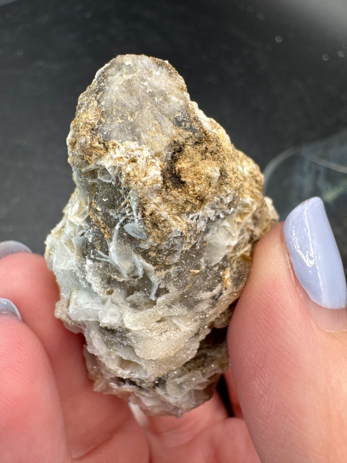 6486 Druzy Petal Calcite on Double Terminated Candle Quartz Inner Mongolia 62g