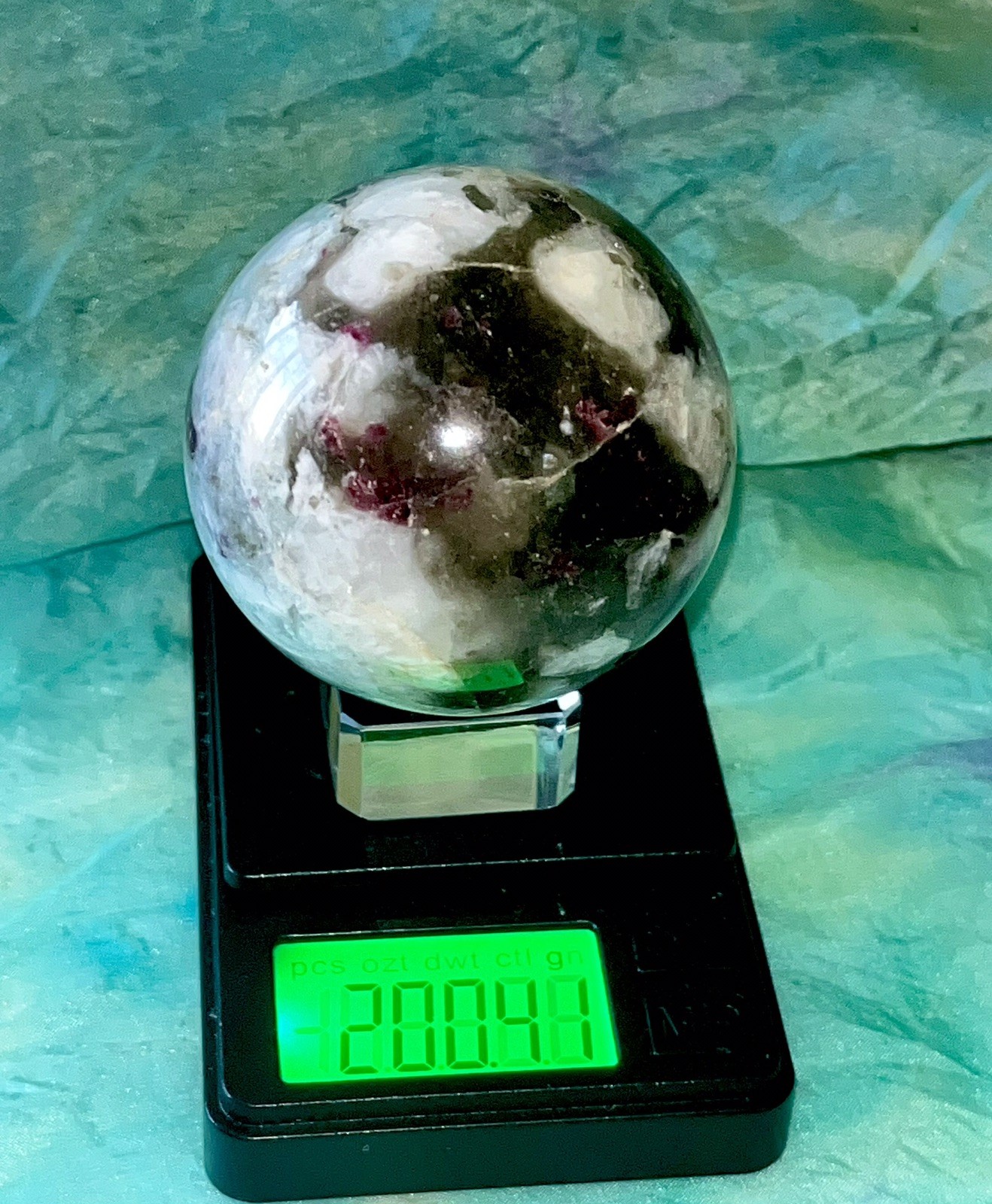 ⚡️sale⚡️🩷⚪️ Pink Tourmaline Smokey Quartz crystal sphere crystals 200g 52mm