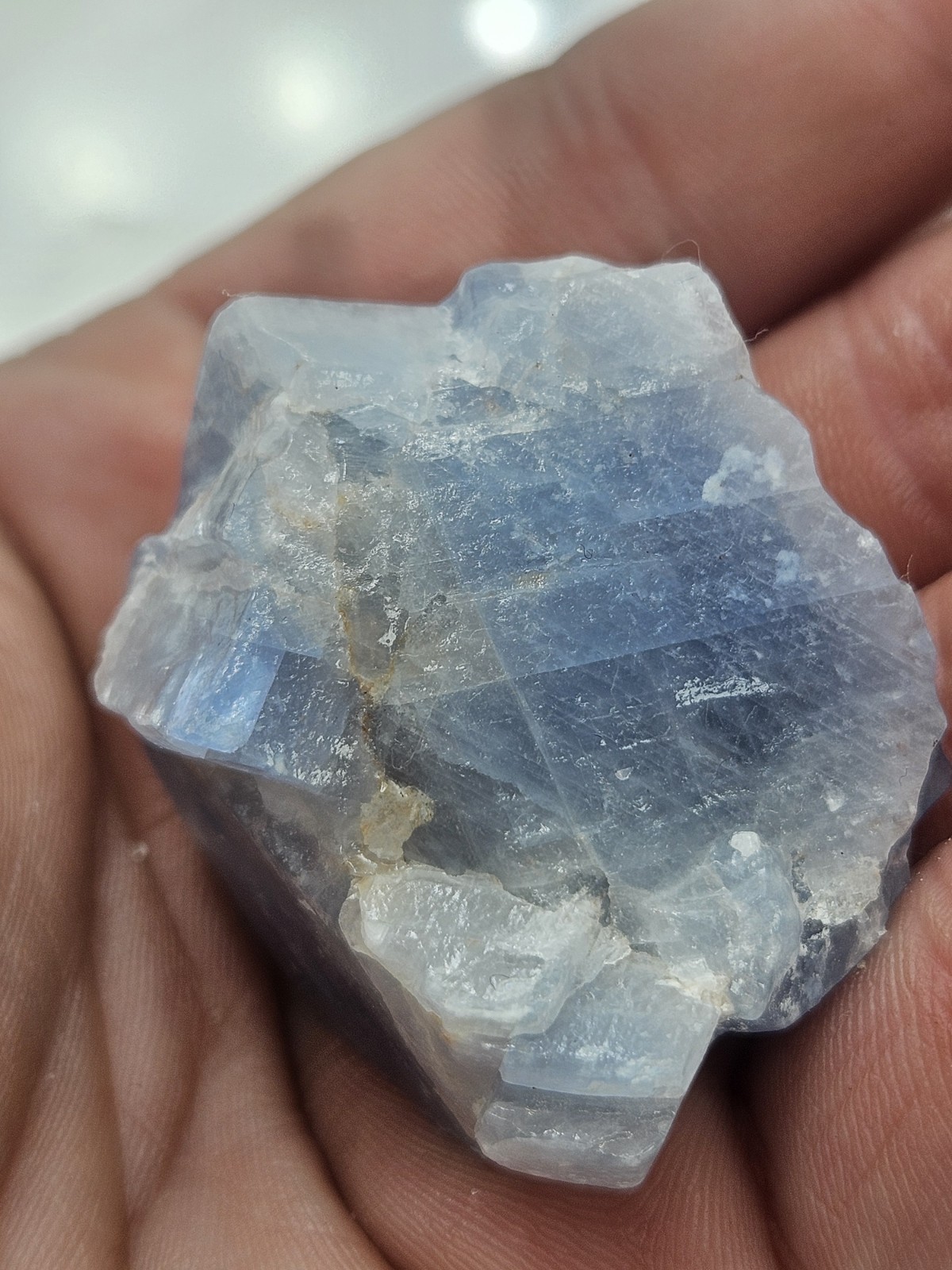 Natural Blue Calcite Raw Stone – Large Unpolished Sky Blue Crystal Chunk