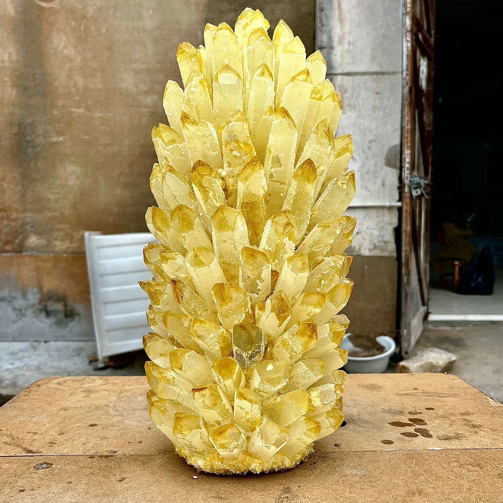 29.48LB Yellow Ghost Phantom Crystal Cluster Flower Raw Crystal Heal Quartz Deco