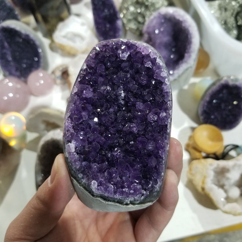 Cut Base Natural Amethyst Quartz Crystal Cluster Healing Stone Geode Specimen US