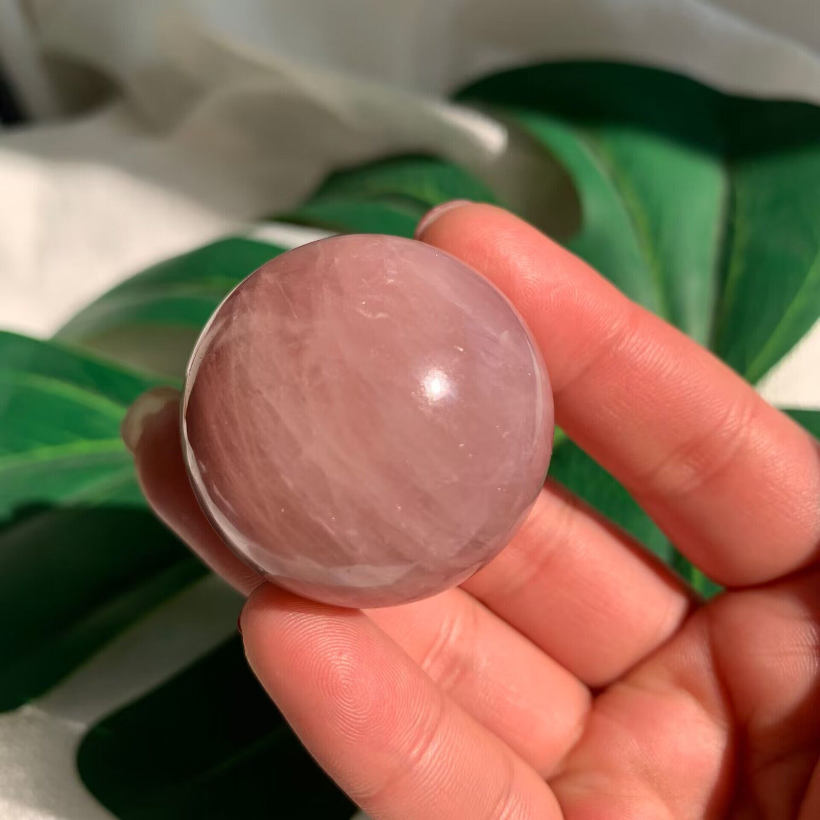 36mm 70g Lavender Rose Quartz Sphere Ball Crystal Love Energy Natural Healing