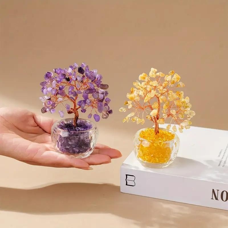 Natural Crystal Fortune Tree Feng Shui Tree of Life Home Office Decor Gift