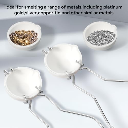 9 Pcs Crucibles for Melting Metal Kit, 6 Ceramic Quartz Crucibles, 3 Pcs Whipcli