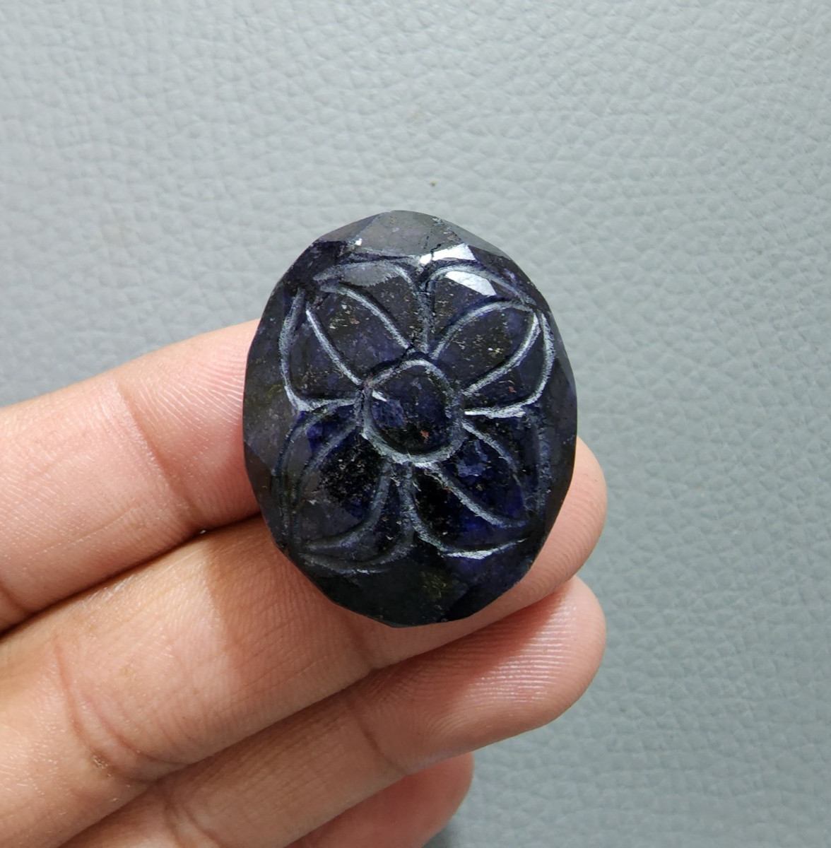 Fabulous Blue Sapphire Carving 128 Ct Handcrafted Gemstone Loose Art Gemstone