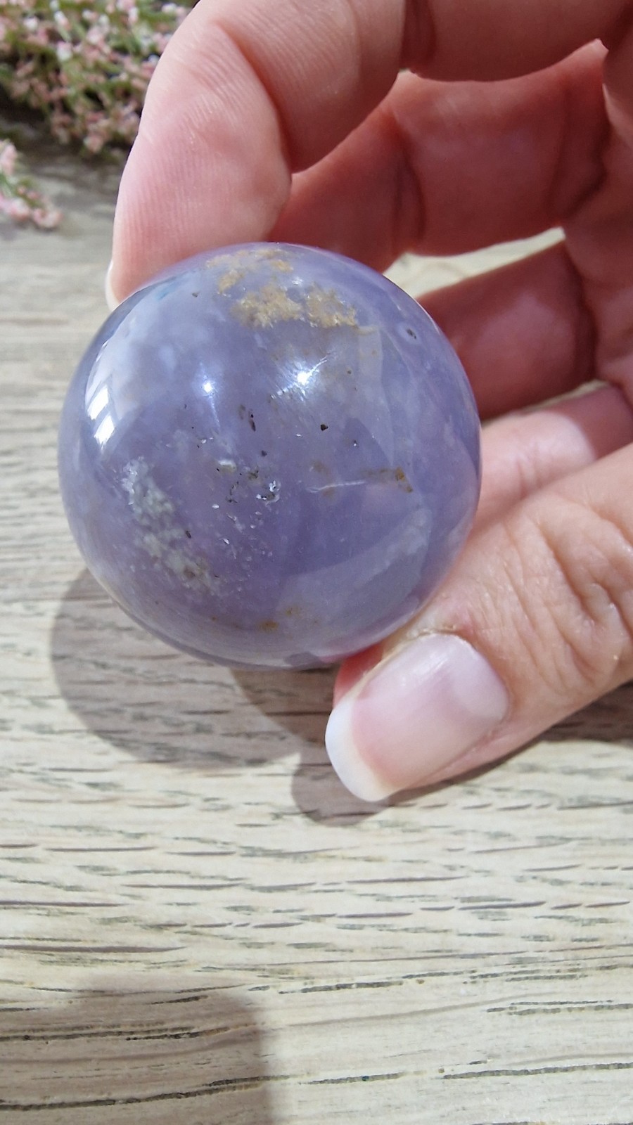 Blue Chalcedony Crystal Sphere 37mm 72g + Stand