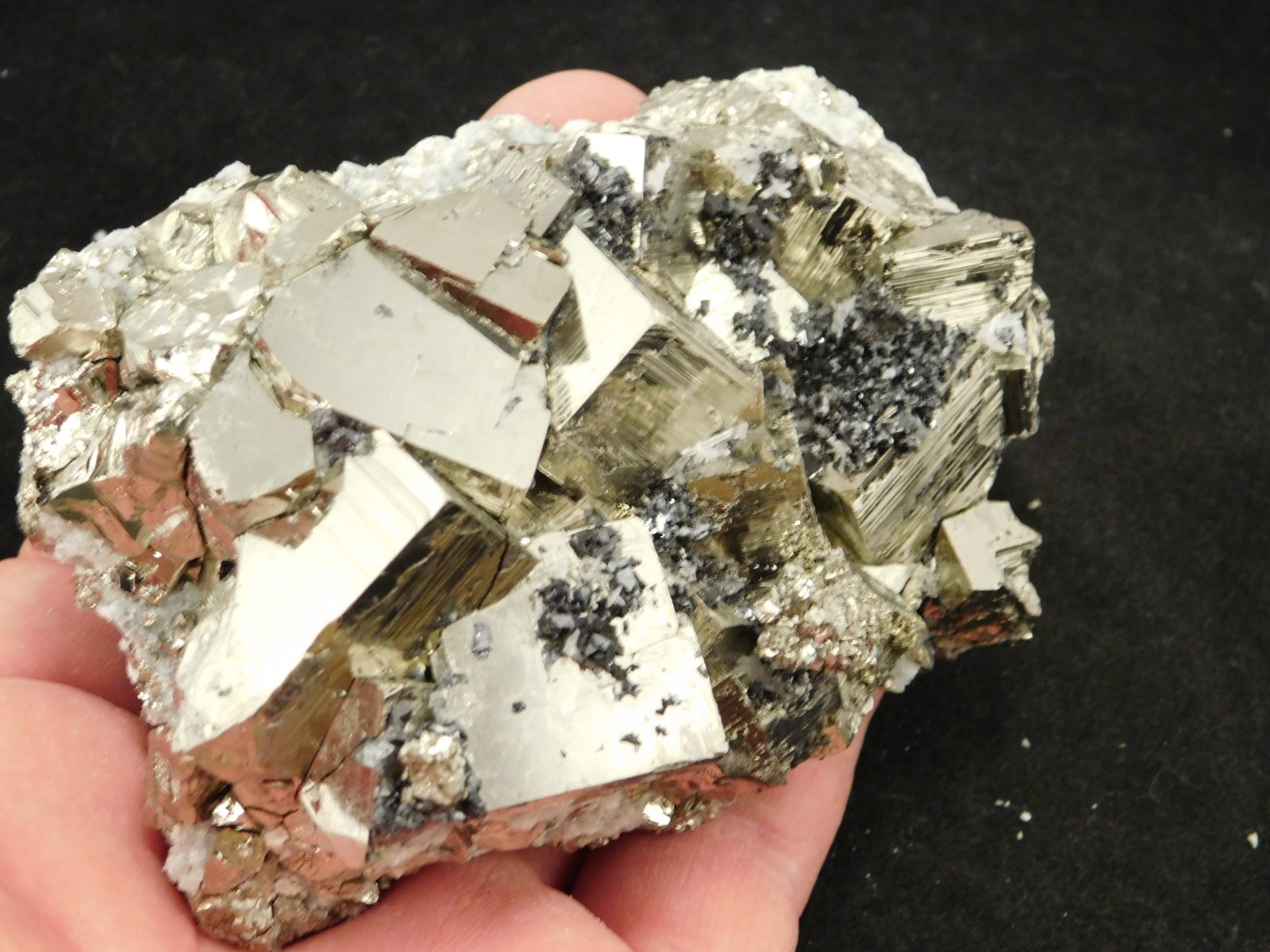 Big! PYRITE Crystal CUBE Cluster with Sphalerite Peru 468gr