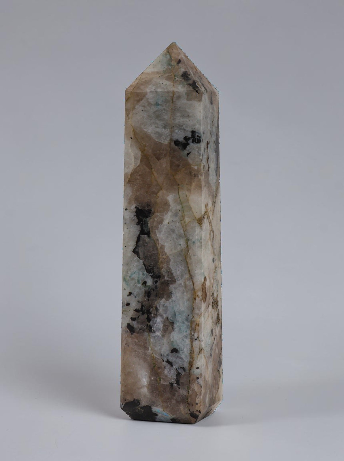 Rainbow Moonstone Crystal Tower 150MM Meditation Healing Obelisk