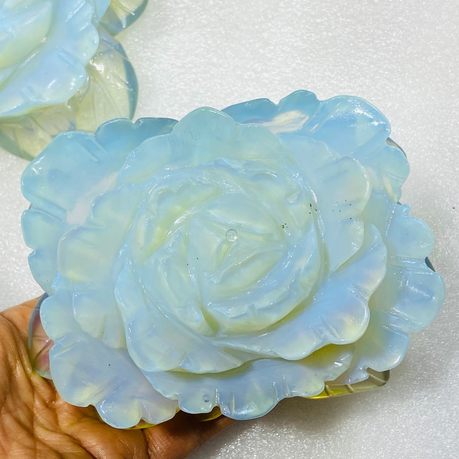 A++ 110mm+ Natural Opal quartz Flower hand Carved crystal healing 1PC