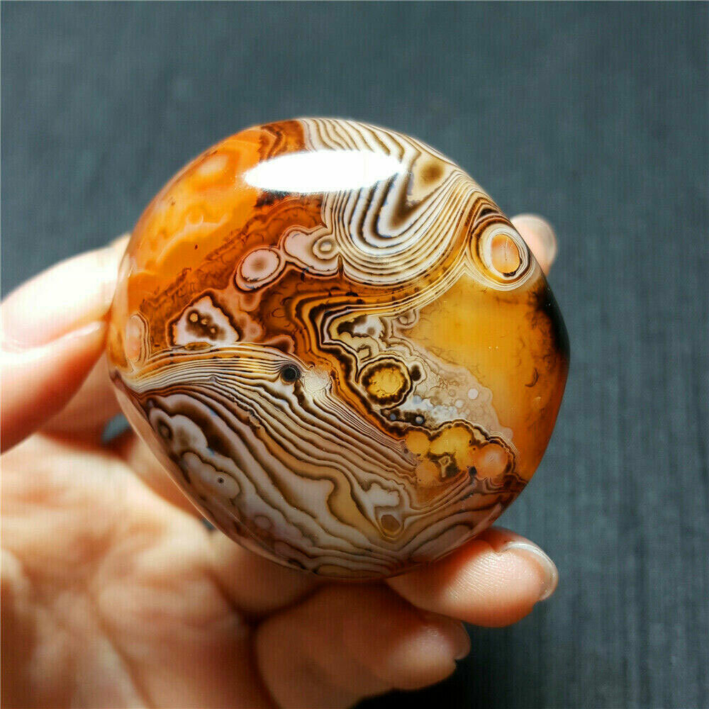Natural 4-5cm Tumbled Silk Banded Lace Agate Crystal Sardonyx Carnelian Stone