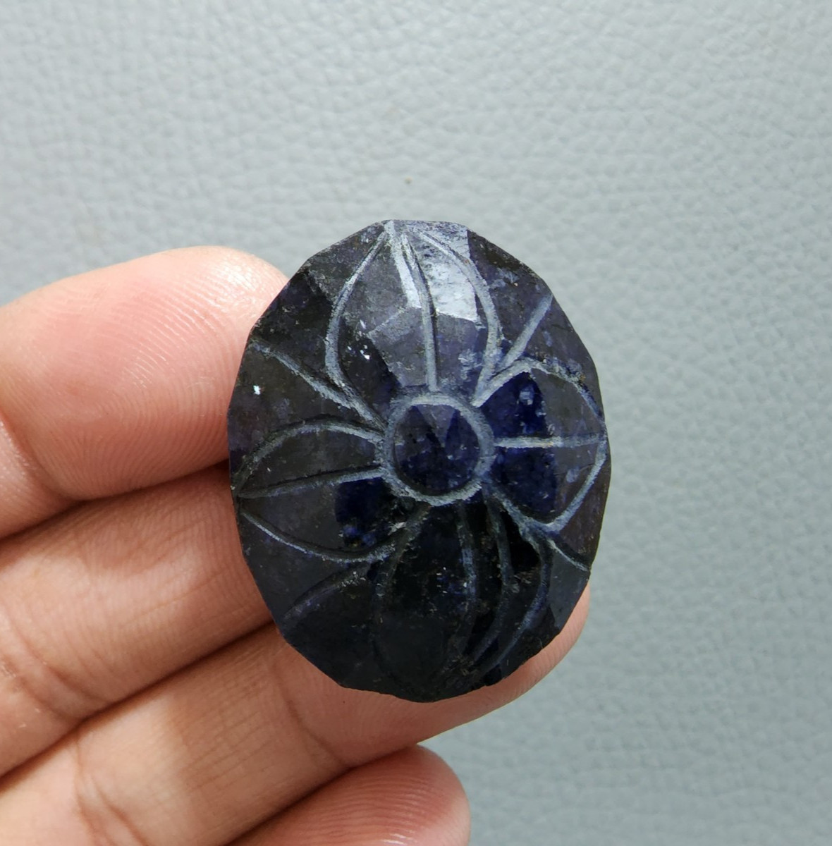 Fabulous Blue Sapphire Carving 128 Ct Handcrafted Gemstone Loose Art Gemstone
