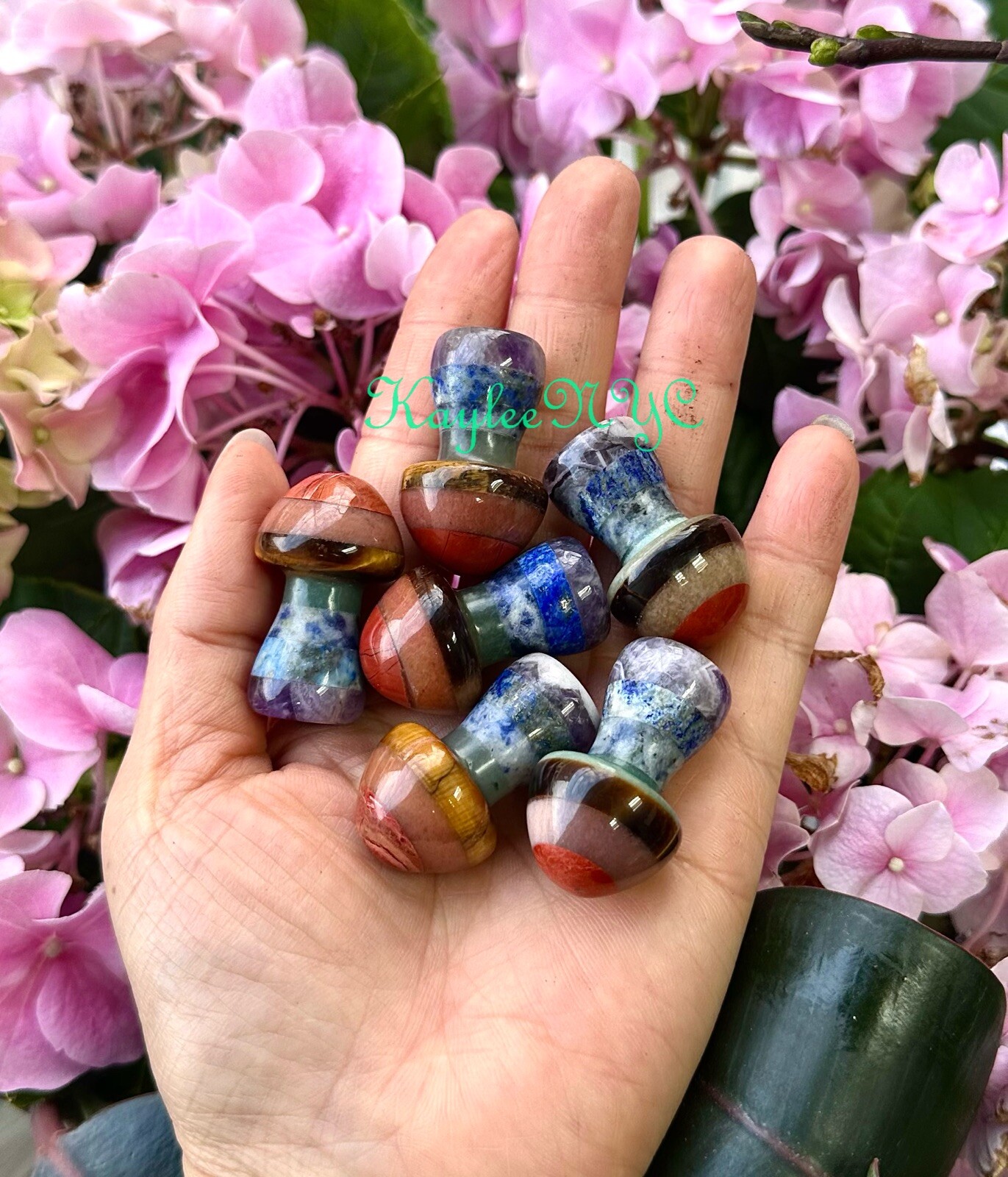 Wholesale Lot 12 PCs 35mm Chakra Mushroom Crystal Healing Energy