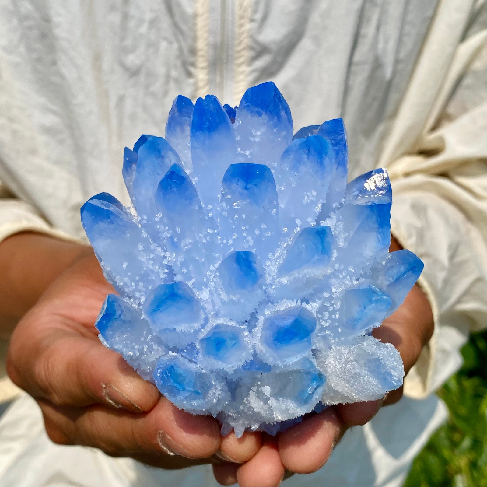 405G New Find blue Phantom Crystal Quartz Cluster Mineral Specimen Healing