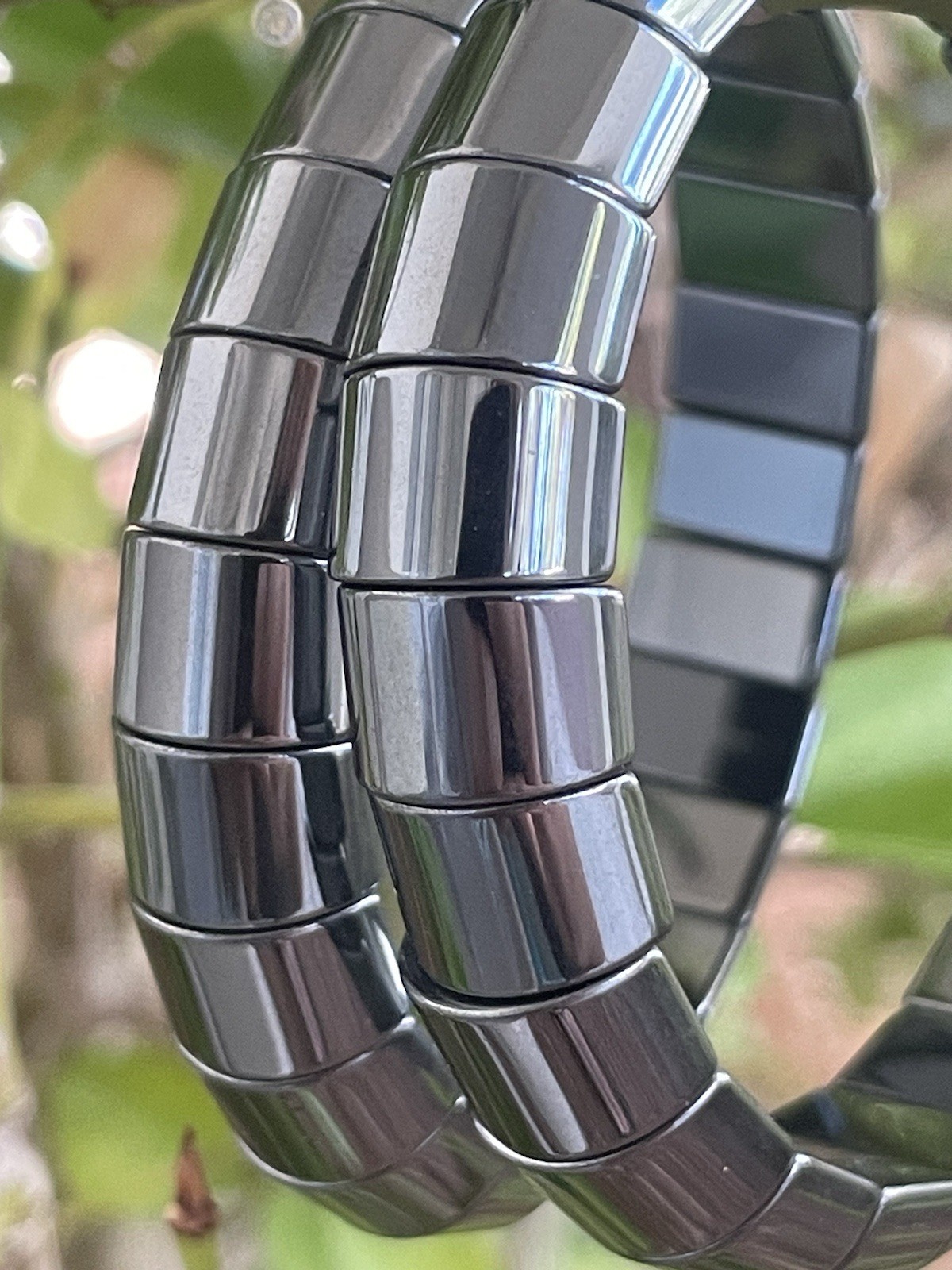 Hematite Crystal/Gemstone Stretch Bracelet 12mm x 9mm (Price For 1)