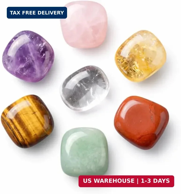 7 Chakra Crystal Stones Set – Healing Tumbled Gemstones for Meditation, Reiki &