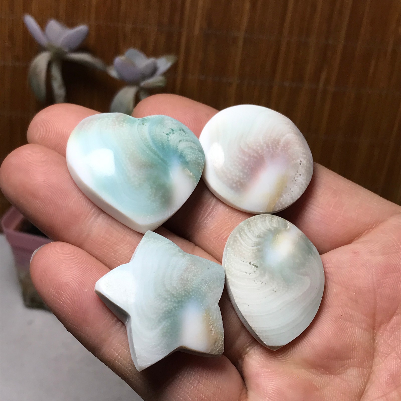 4Pcs Natural sun shell star Heart Reiki Shiva Eye ocean quartz carve A3340
