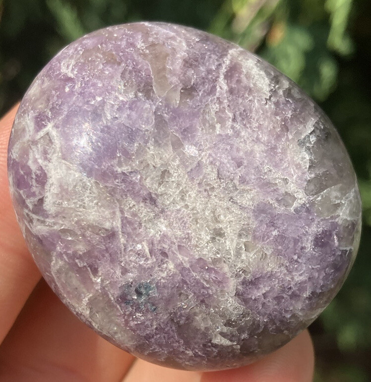 Handmade Polished LEPIDOLITE & INDICOLITE Crystal Palm Stone MADAGASCAR 1.8″