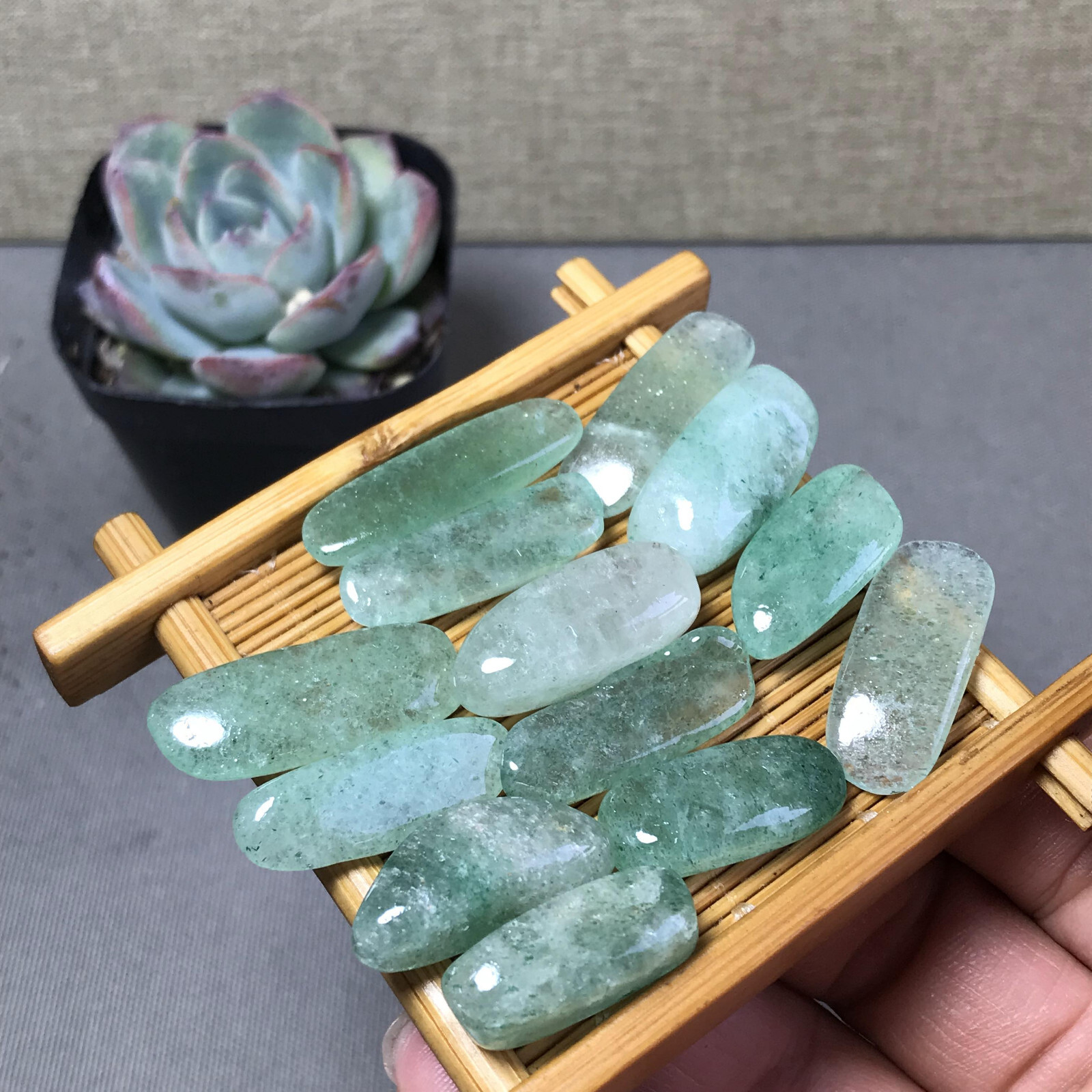 13Pcs Natural Green Strawberry Crystal gemstone Polish Mineral Specimen A6586