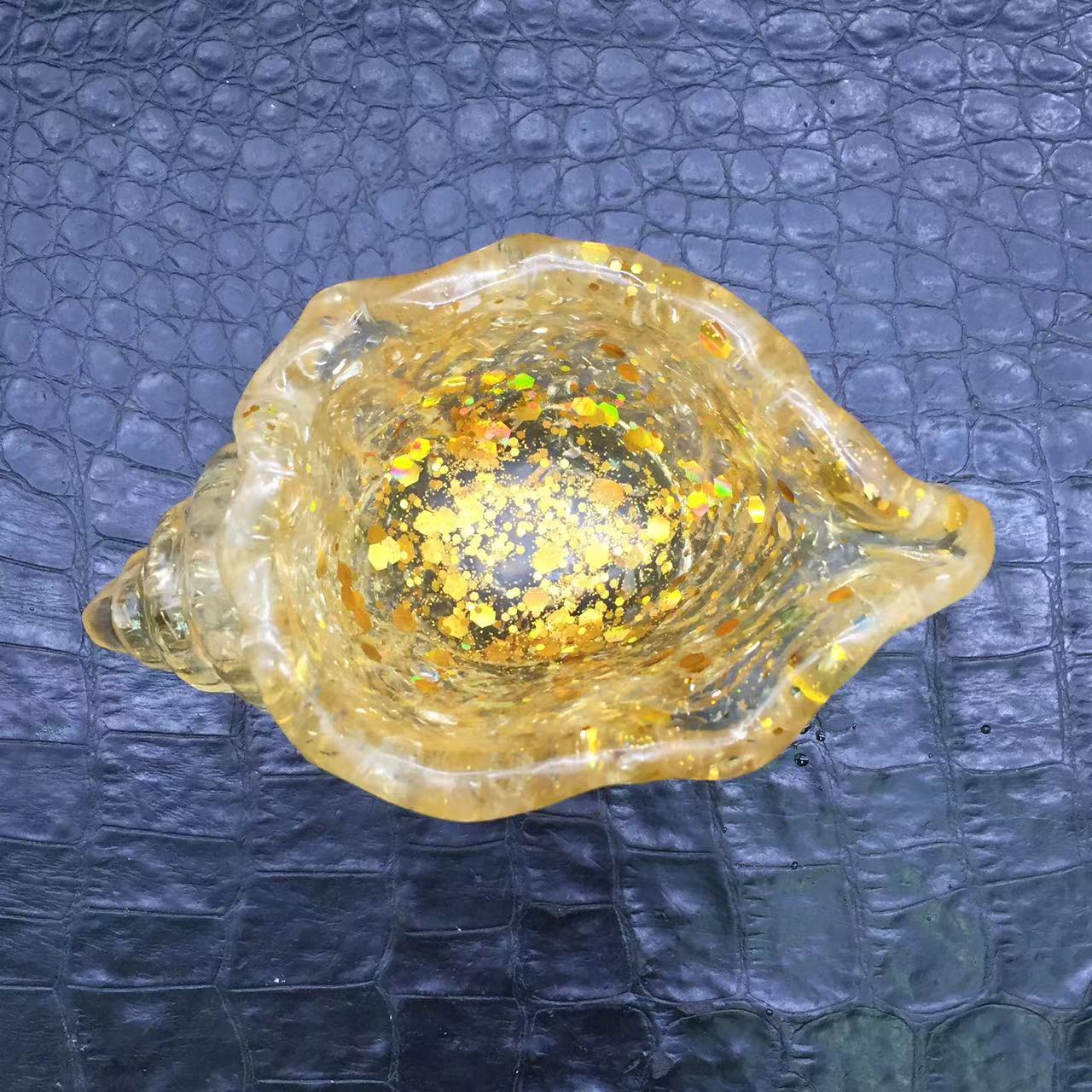 Natural Citrine Quartz Crystal Resin Conch Bowl Healing Decoration Reiki 1Pc