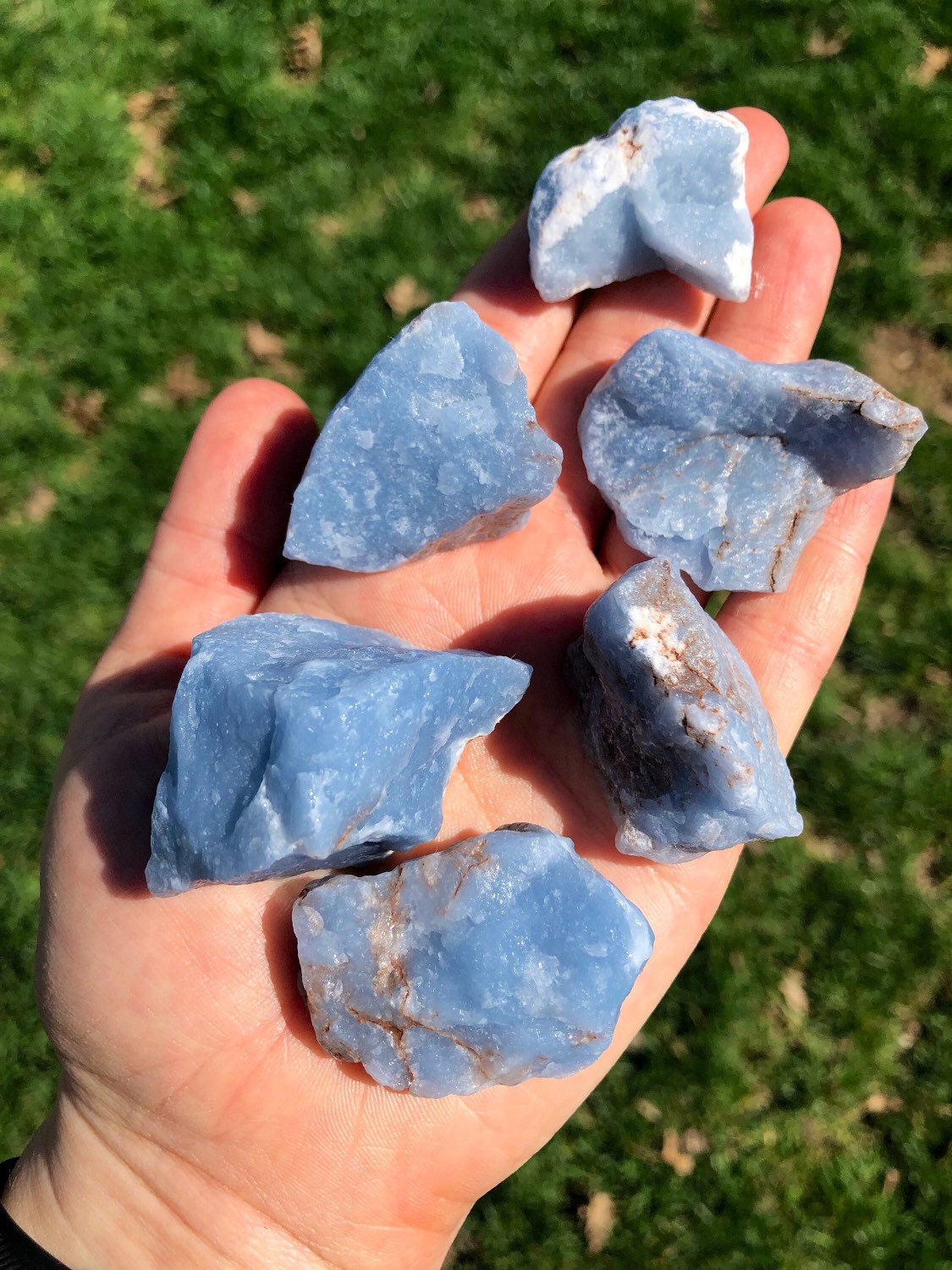 Raw Angelite Stone, Natural Angelite from Peru