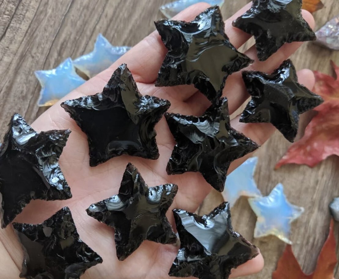 Bulk Obsidian Stars Carving Jewelry Cresent Gemstone Bulk Crystals For Wrapping