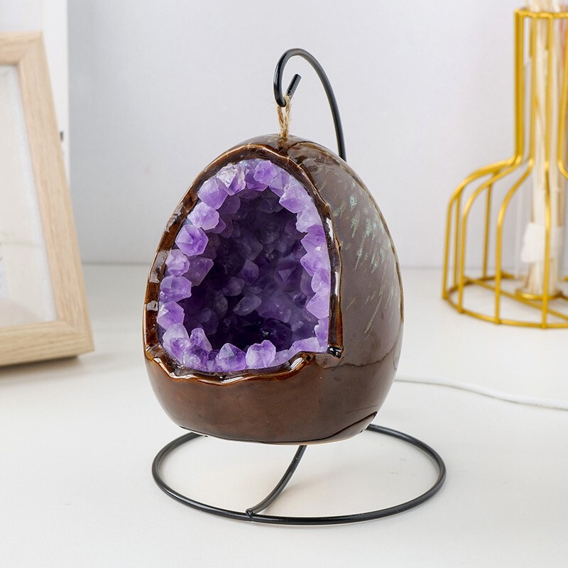 Natural Colorful Crystal Dinosaur Egg Nightlight Decoration Lamp USB Lighting
