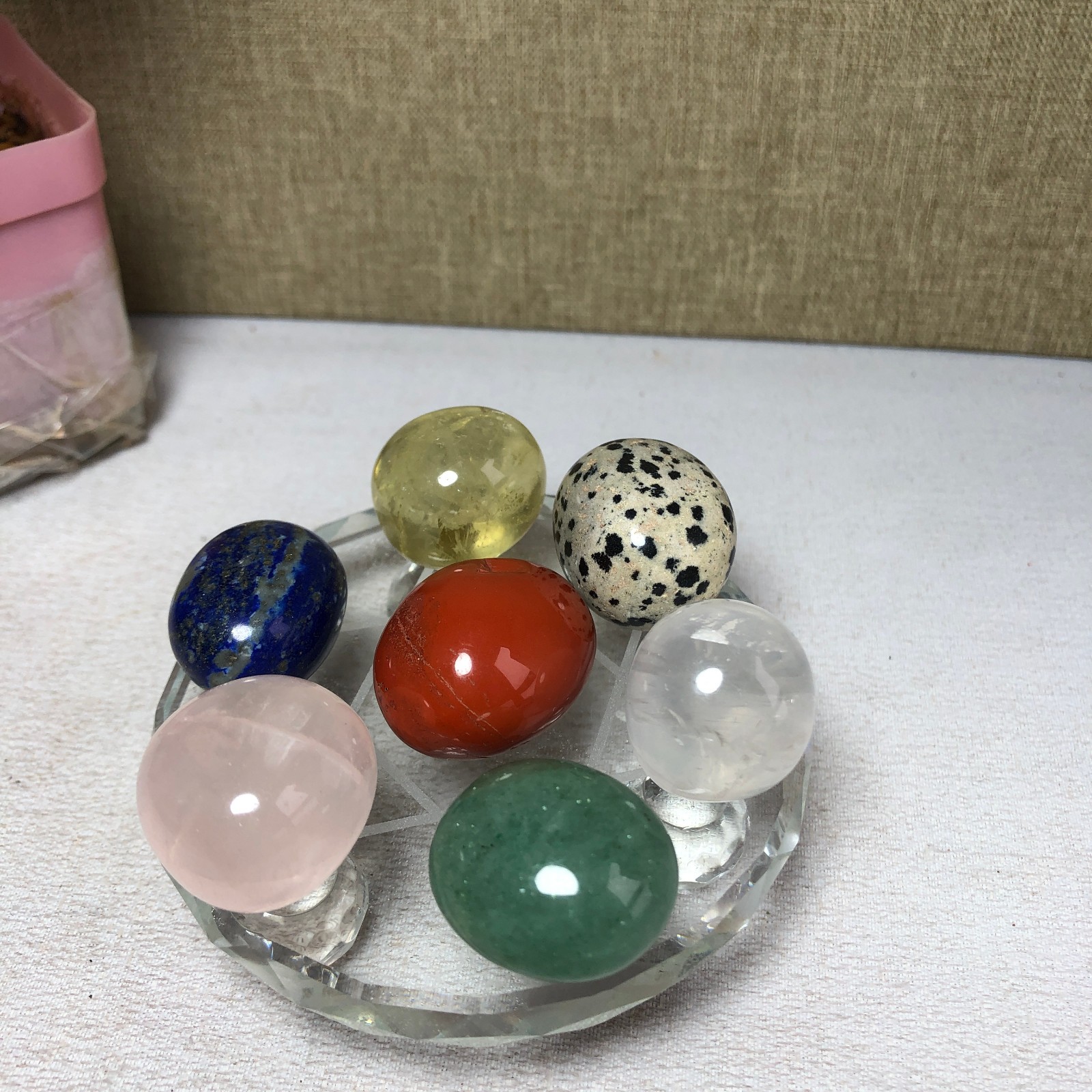 Natural seven different types of crystals Seven Star Array Specimen Base A3018