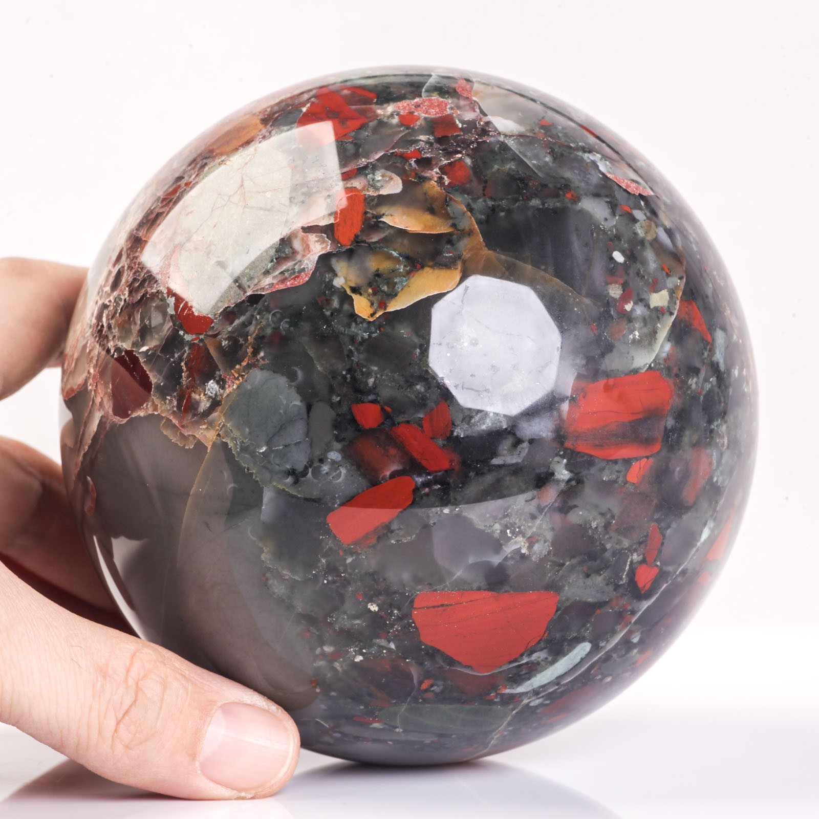 2003g 113mm Large African Bloodstone Sphere Crystal Ball Natural Quartz Healing