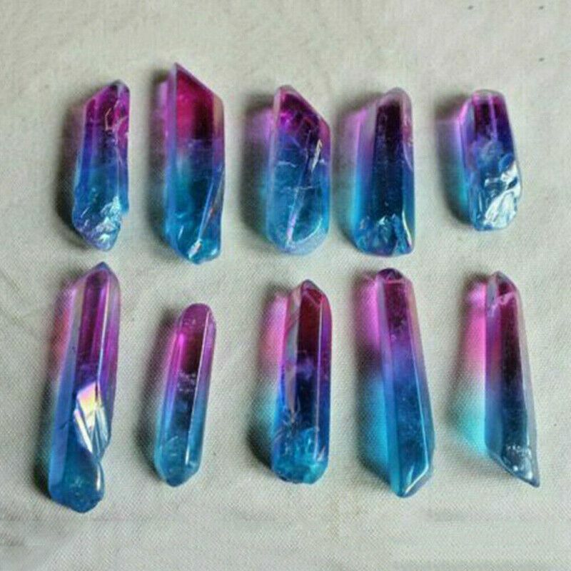 Crystal Quartz Rainbow 4-5cm Titanium Lemurian Healing Stone Aura Fluorite