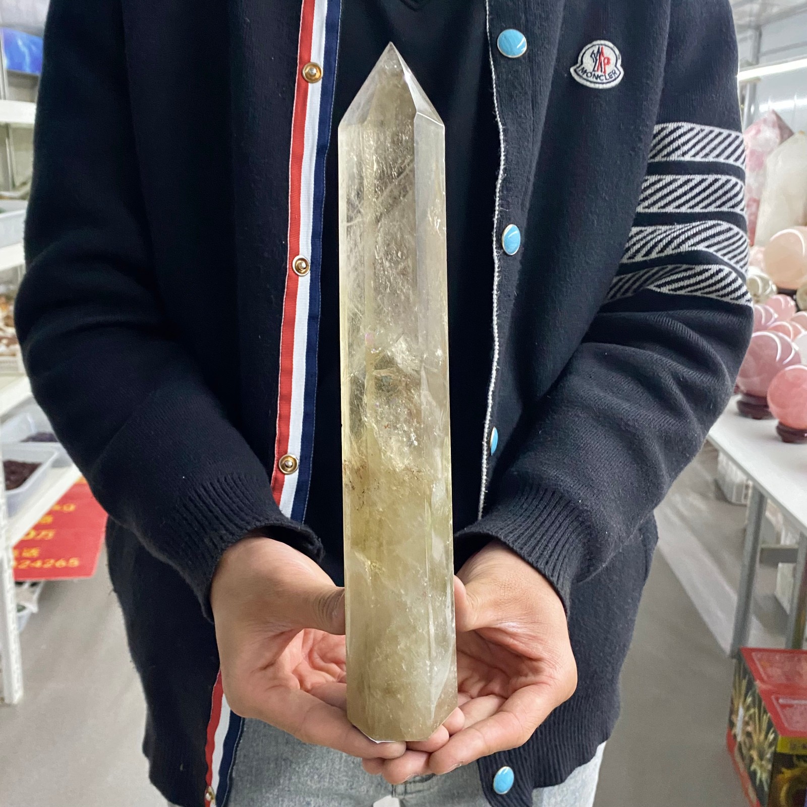 2.03LB Natural Clear Quartz Crystal Point Healing Wand Polished Rock Crystal Rei