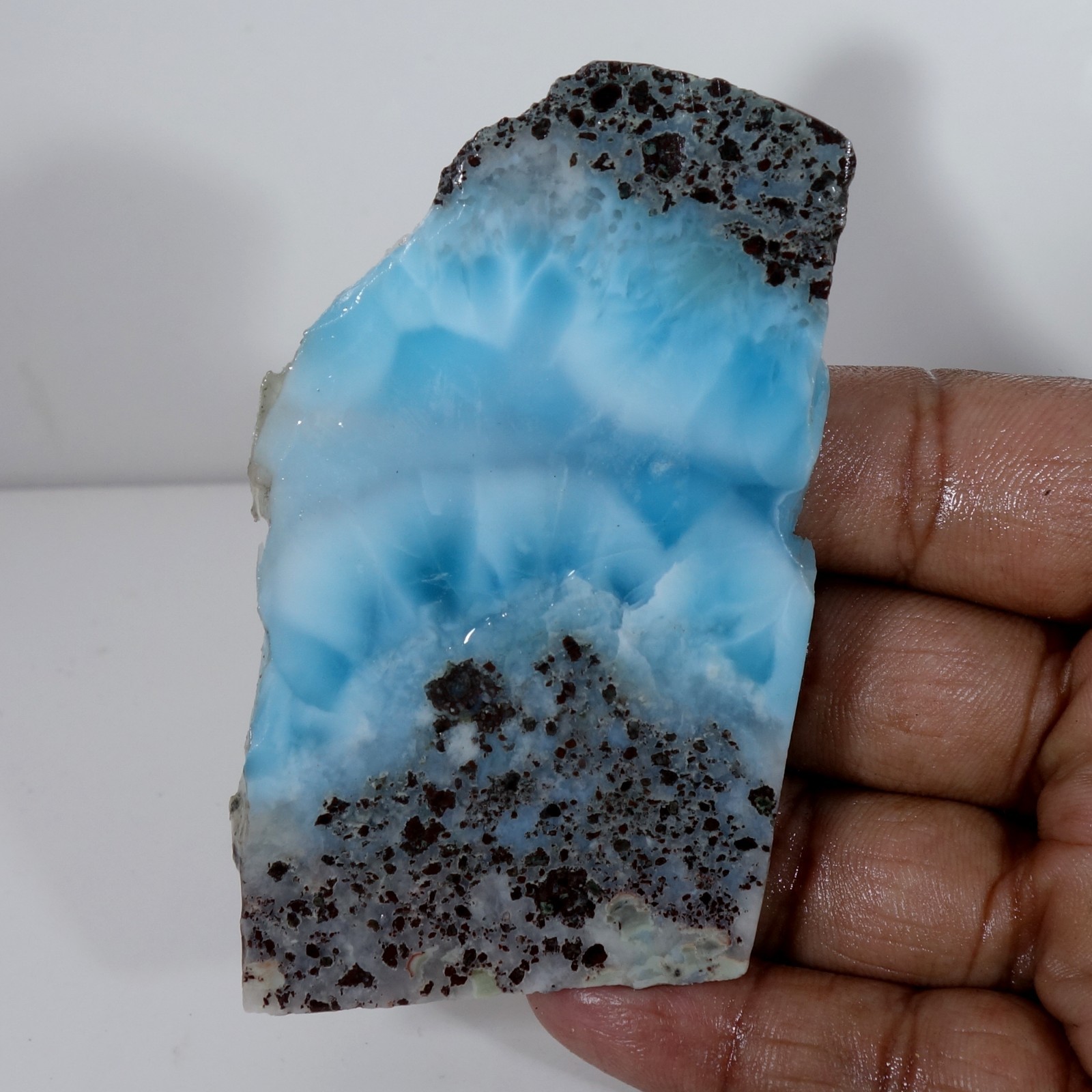 Sky Blue Larimar Slab Rough Dominican Blue Pectolite Cab Cutting Stone 264.50 Ct